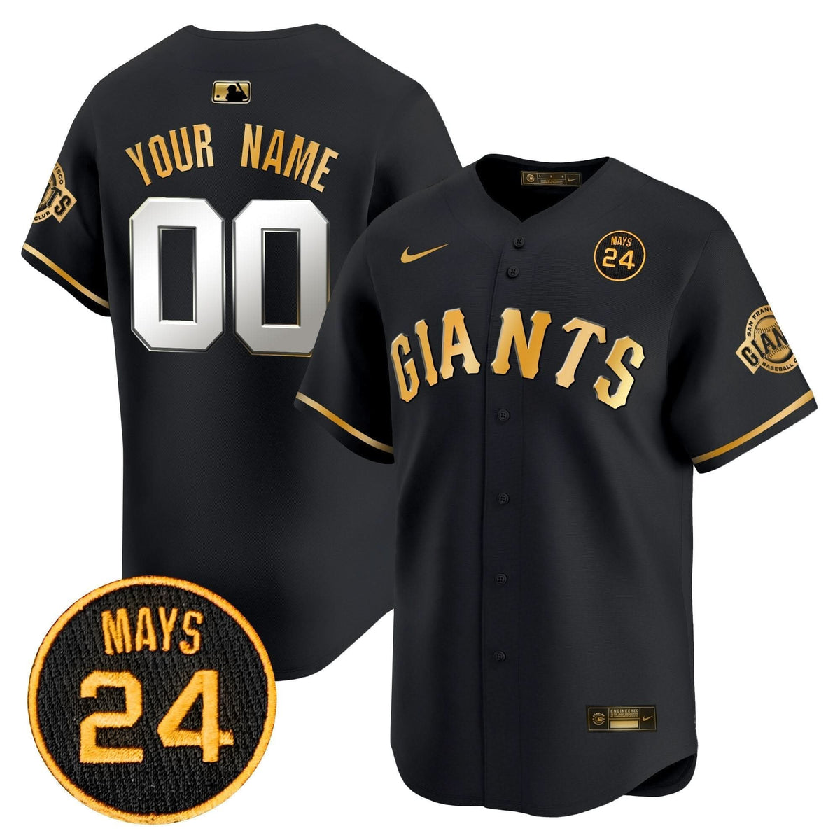 SFG 2024 Willie Mays Patch Vapor Premier Limited Custom Jersey V3 - Stitched