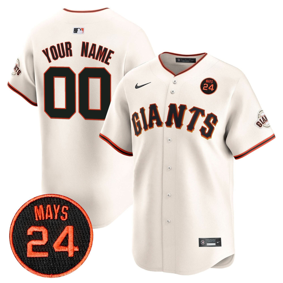 SFG 2024 Willie Mays Patch Vapor Premier Limited Custom Jersey V3 - Stitched