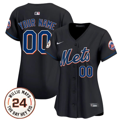 Mets Willie Mays Patch Vapor Premier Limited Custom Jersey - All Stitched