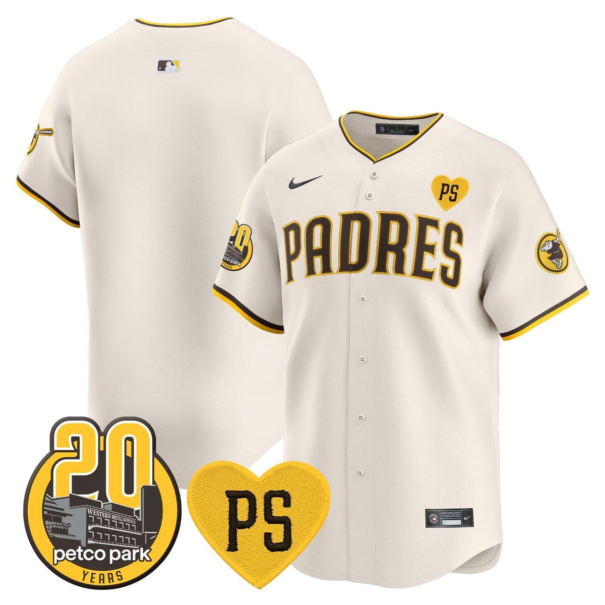 SDP “For Peter” & Petco Park 20th Patch Vapor Premier Limited Jersey V2 – Stitched