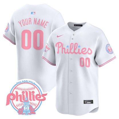 Phillies Bubblegum Pink Vapor Premier Limited Custom Jersey V2 - All Stitched