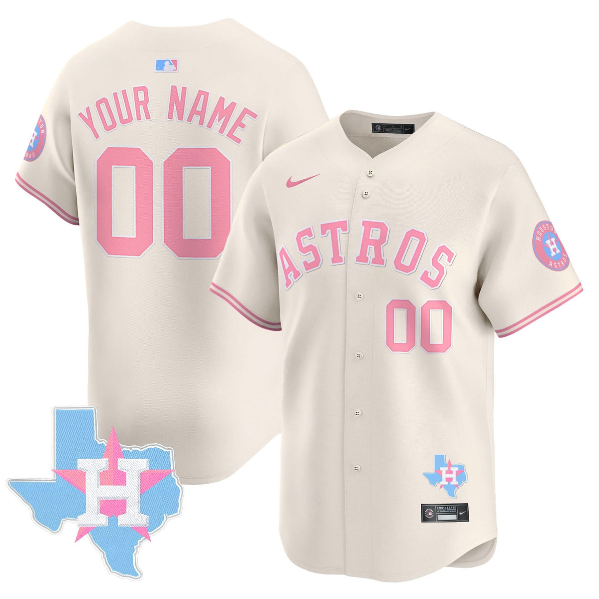 Astros Bubblegum Pink Vapor Premier Limited Custom Jersey - All Stitched