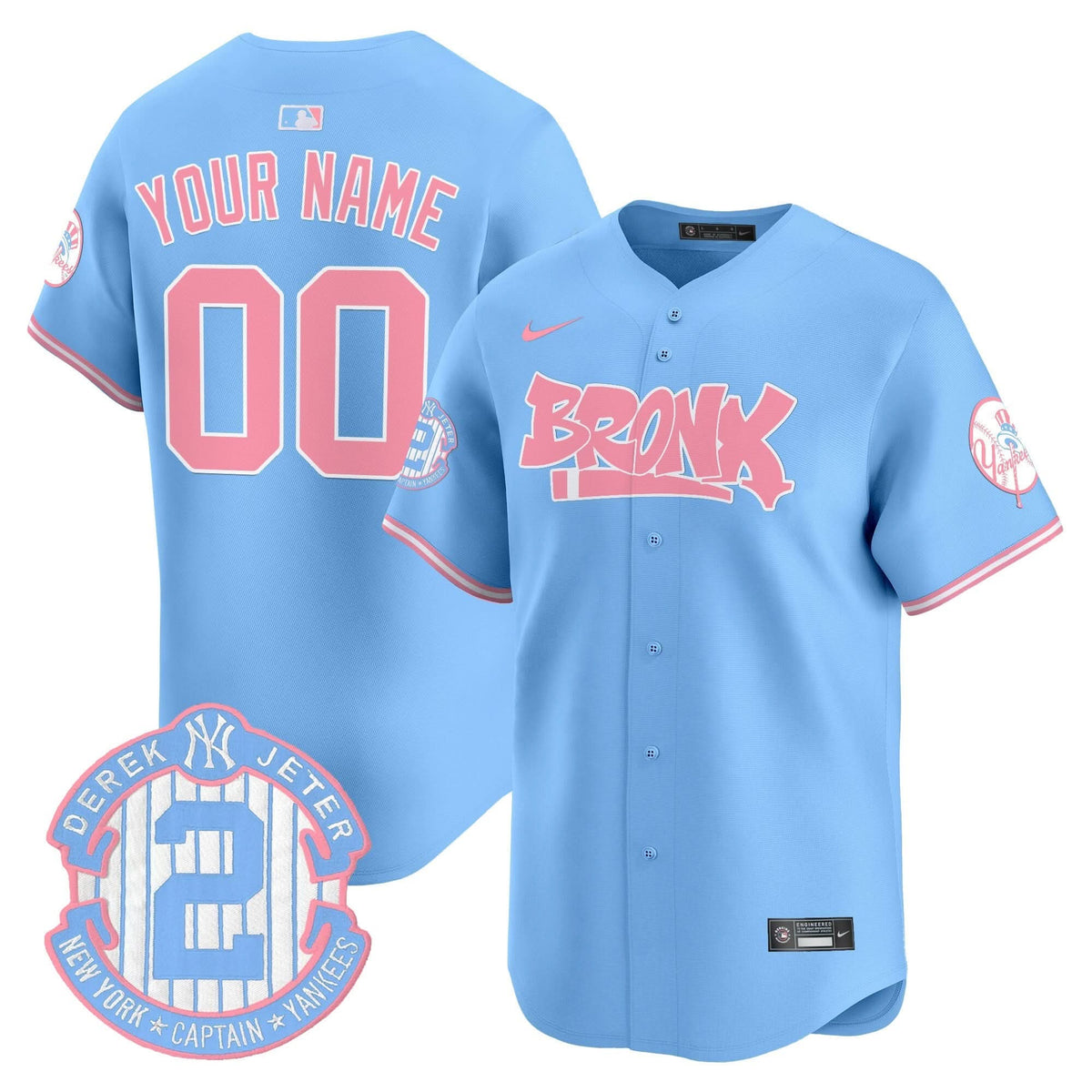 Yankees The Bronx Graffiti Bubblegum Pink Vapor Premier Limited Custom Jersey - All Stitched