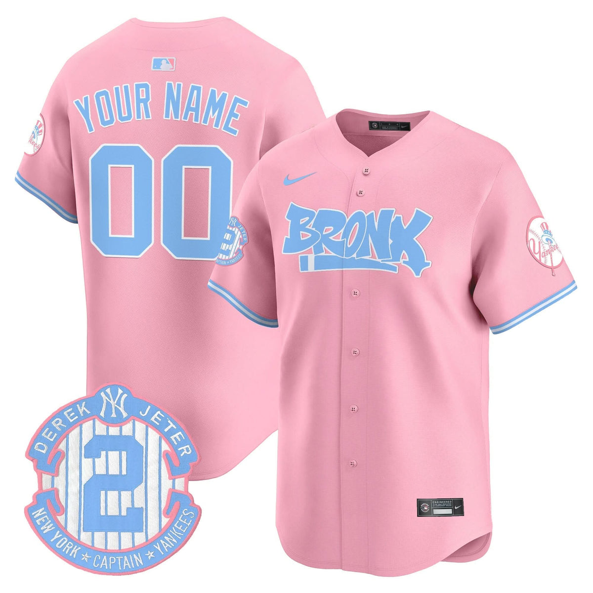 Yankees The Bronx Graffiti Bubblegum Pink Vapor Premier Limited Custom Jersey - All Stitched