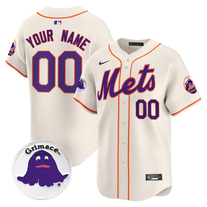 Mets Grimace Vapor Premier Limited Custom Jersey - All Stitched