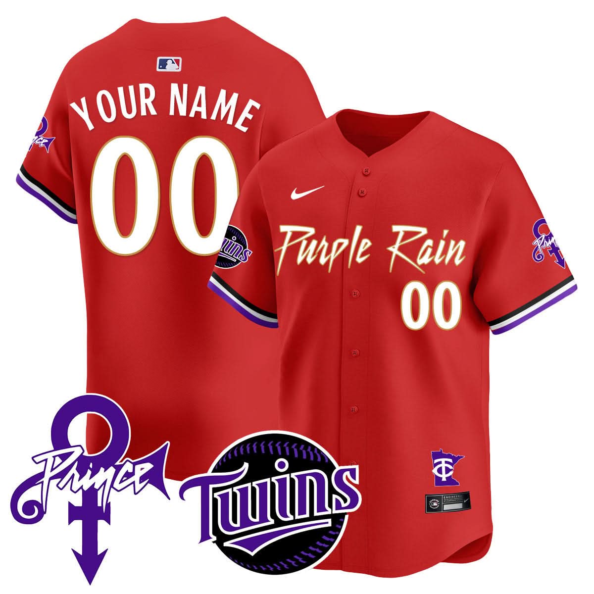 Custom Name/Gender Minnesota Twins Prince Patch Limited Jersey N1 - All Stitched