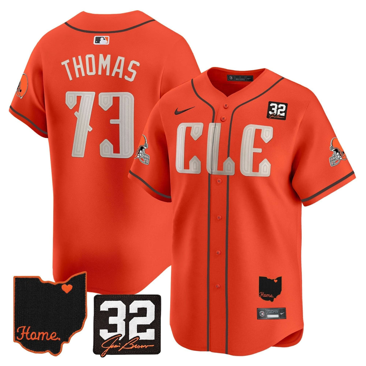 Men's Browns #32 Jim Brown Memorial & Home Patch Vapor Premier Limited Jersey - All Stitched