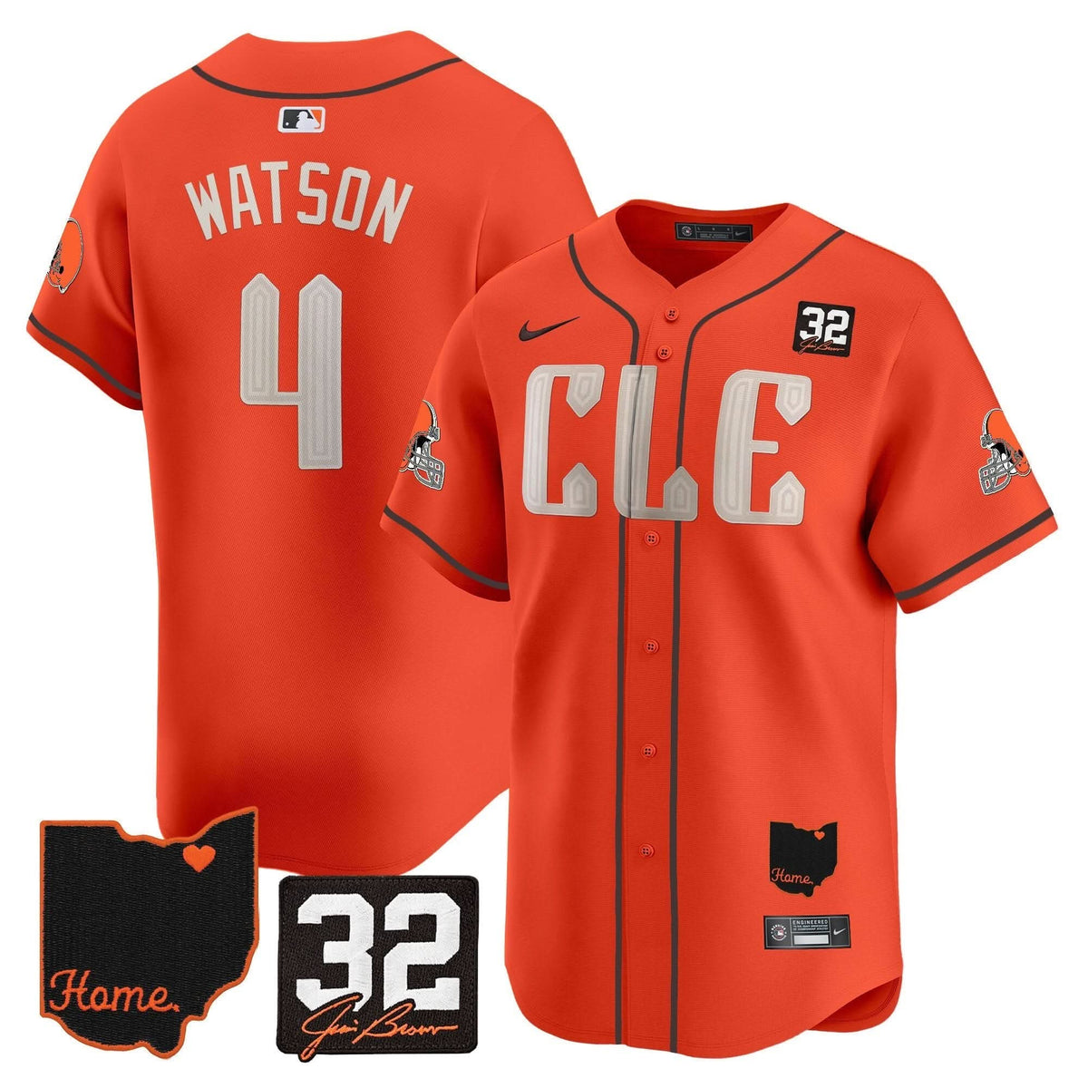 Men's Browns #32 Jim Brown Memorial & Home Patch Vapor Premier Limited Jersey - All Stitched