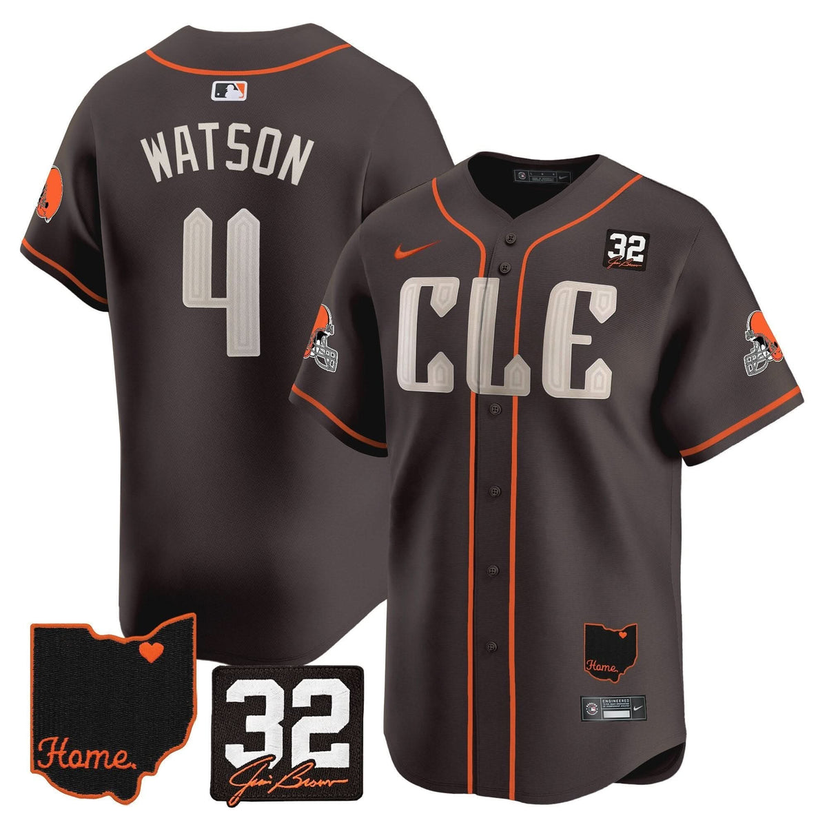 Men's Browns #32 Jim Brown Memorial & Home Patch Vapor Premier Limited Jersey - All Stitched