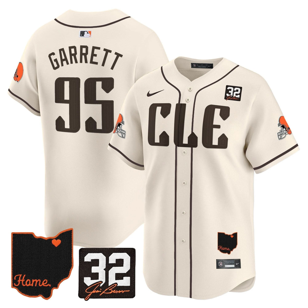 Men's Browns #32 Jim Brown Memorial & Home Patch Vapor Premier Limited Jersey - All Stitched