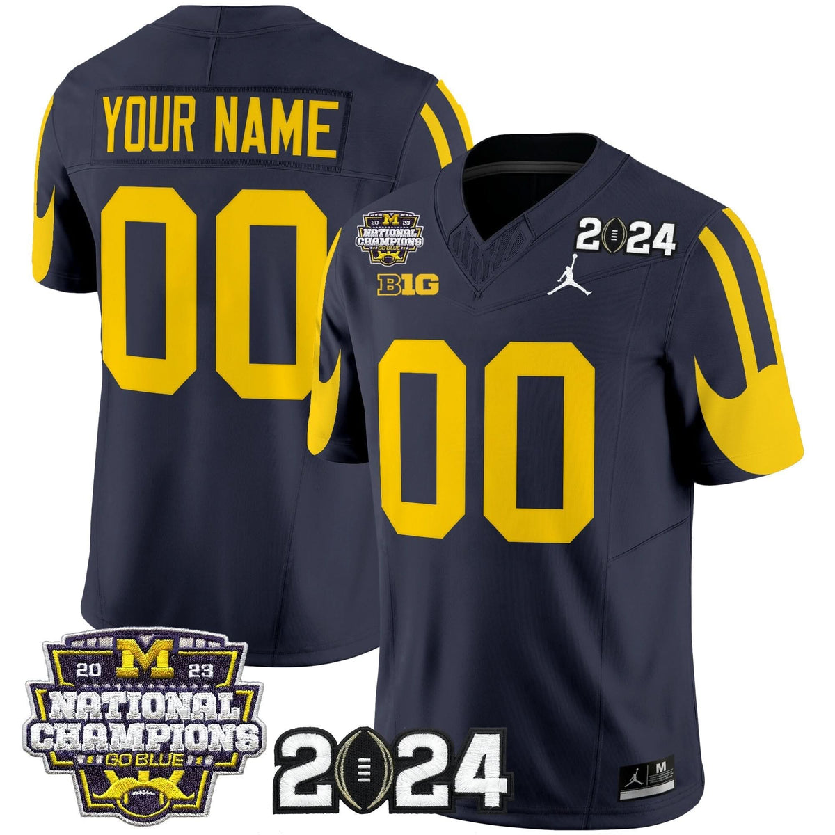 Michigan Wolverines 2024 CFP & National Champions Patch Vapor Limited Custom Jersey - All Stitched