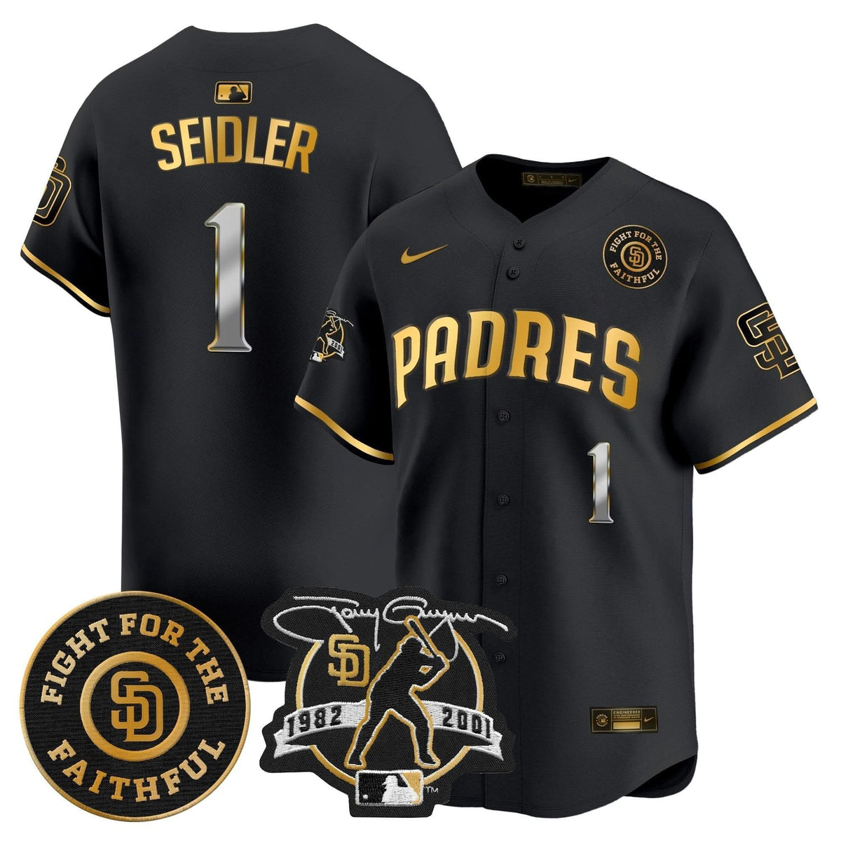 SDP Tony Gwynn & Faithful Patch Vapor Premier Limited Jersey – Stitched
