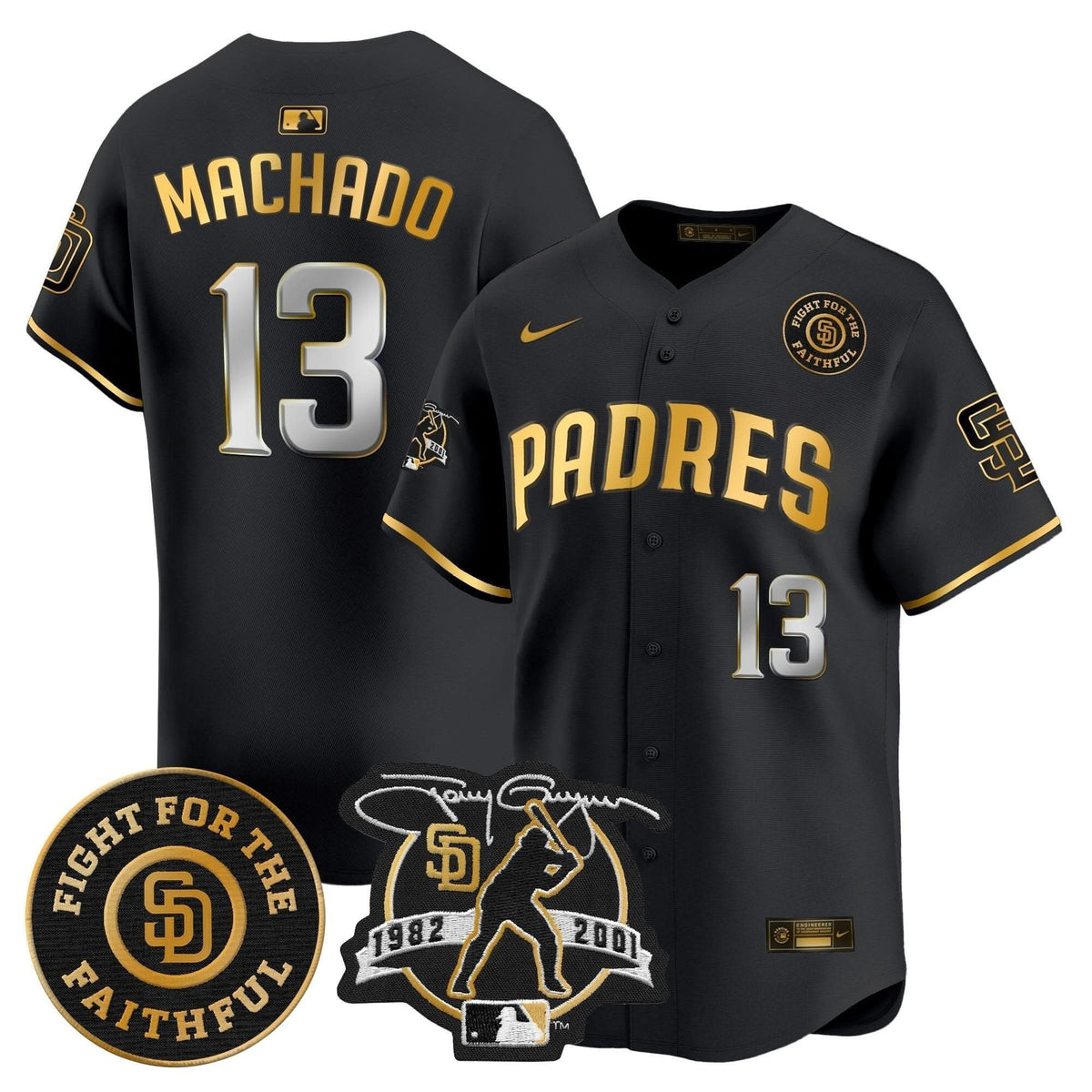 SDP Tony Gwynn & Faithful Patch Vapor Premier Limited Jersey – Stitched