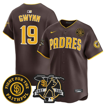 SDP Tony Gwynn & Faithful Patch Vapor Premier Limited Jersey – Stitched