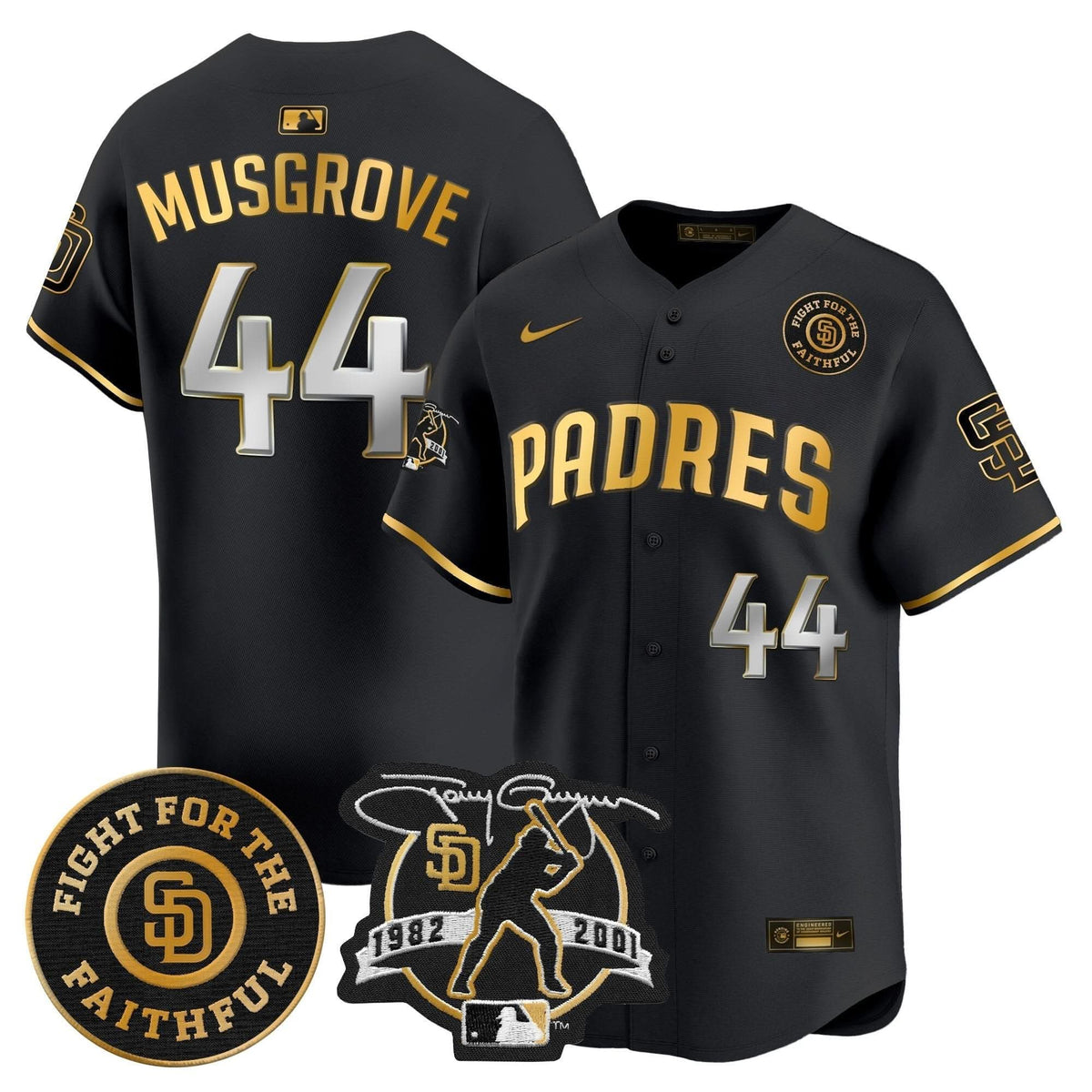 SDP Tony Gwynn & Faithful Patch Vapor Premier Limited Jersey – Stitched