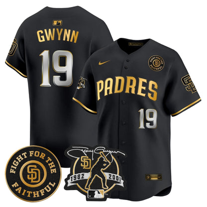 SDP Tony Gwynn & Faithful Patch Vapor Premier Limited Jersey – Stitched