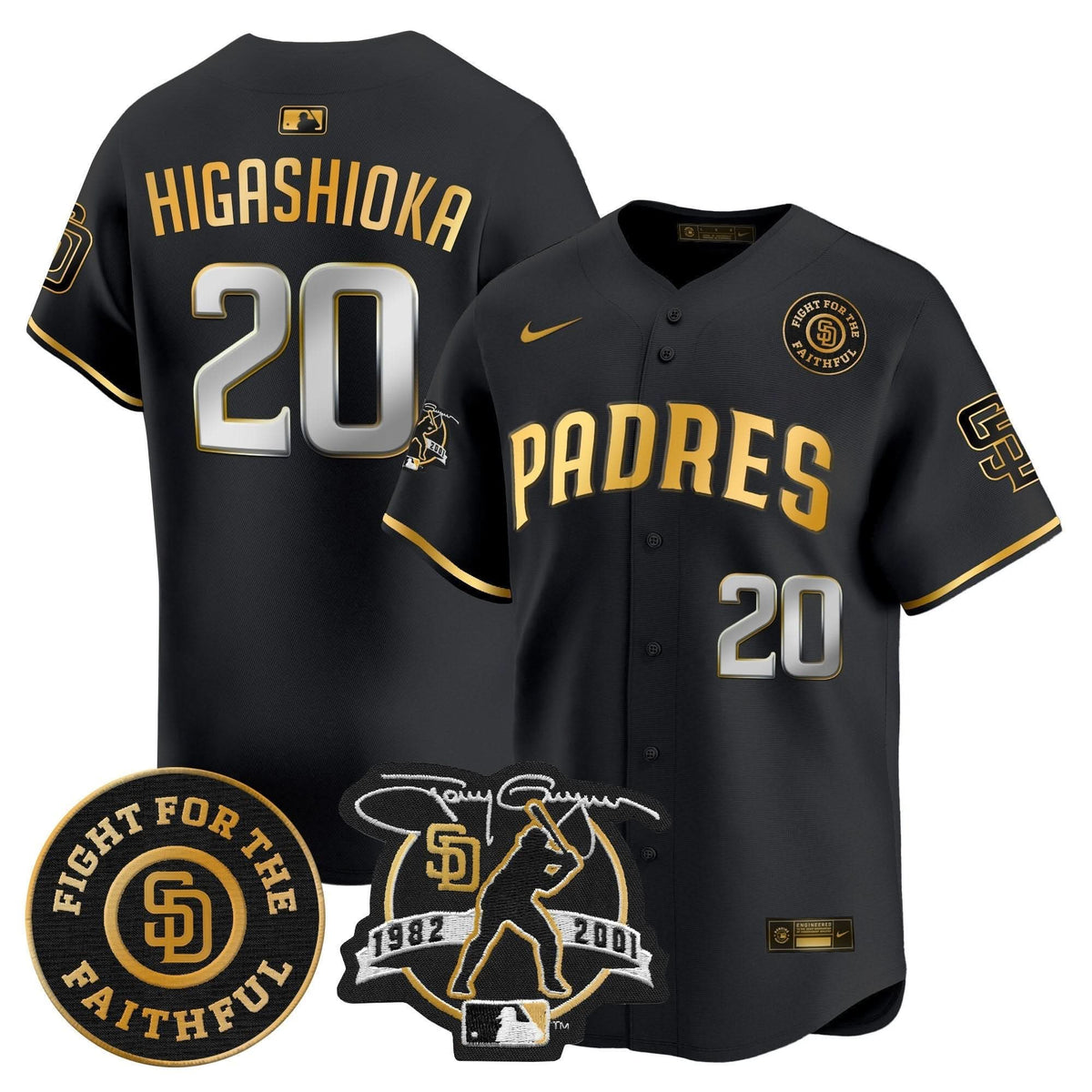 SDP Tony Gwynn & Faithful Patch Vapor Premier Limited Jersey – Stitched
