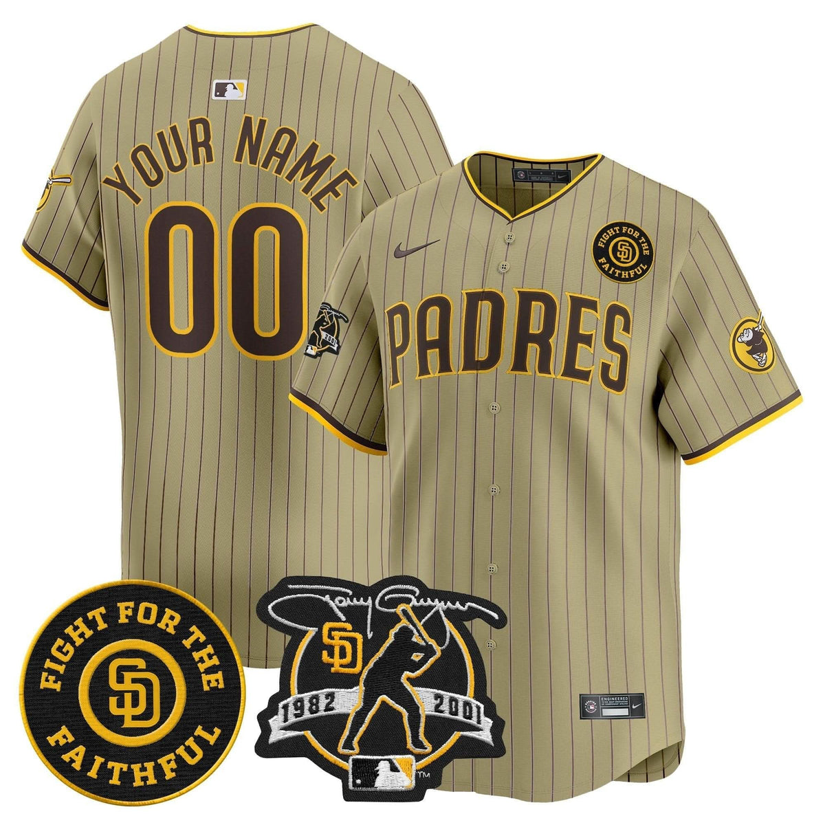 SDP Tony Gwynn & Faithful Patch Vapor Premier Limited Custom Jersey – Stitched
