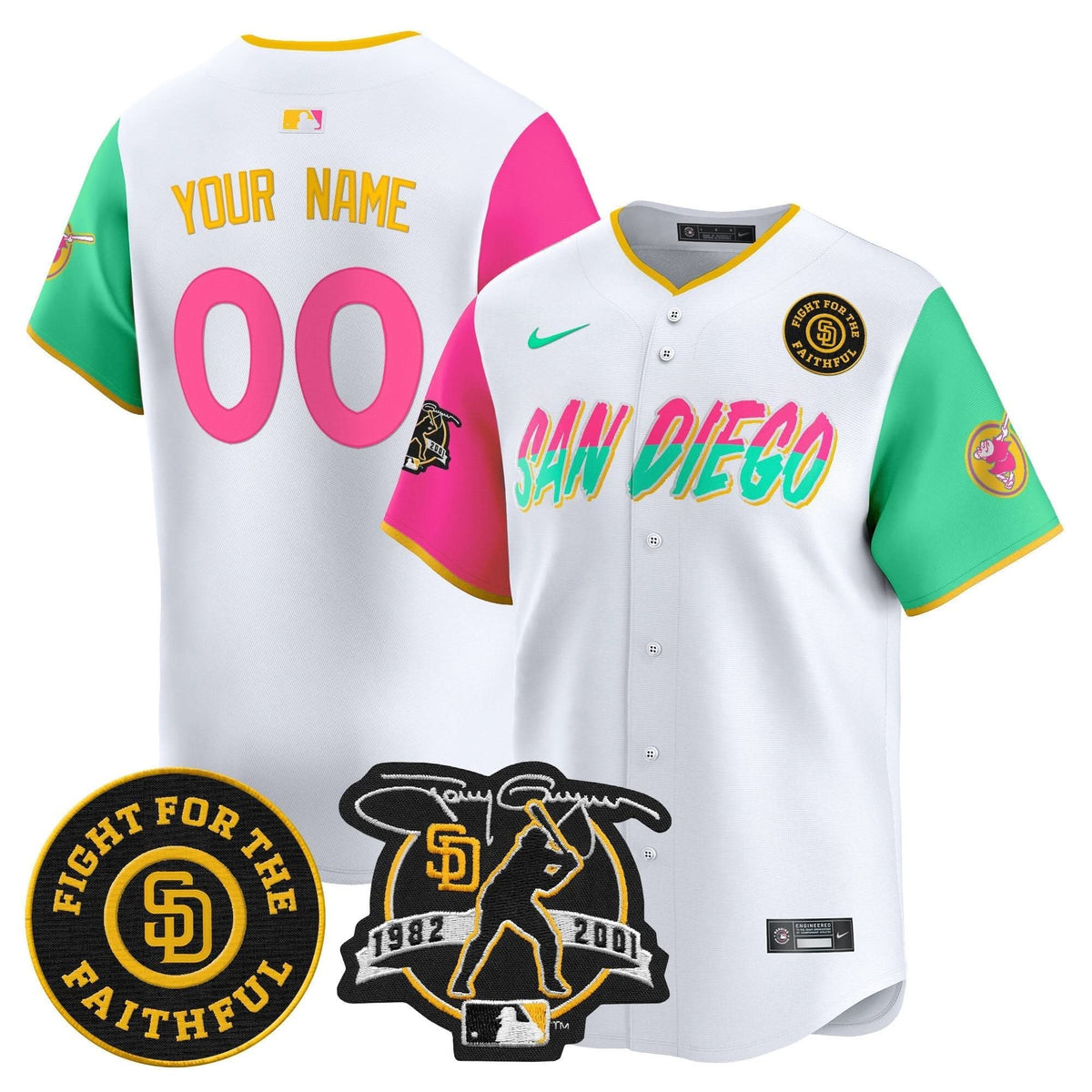 SDP Tony Gwynn & Faithful Patch Vapor Premier Limited Custom Jersey – Stitched
