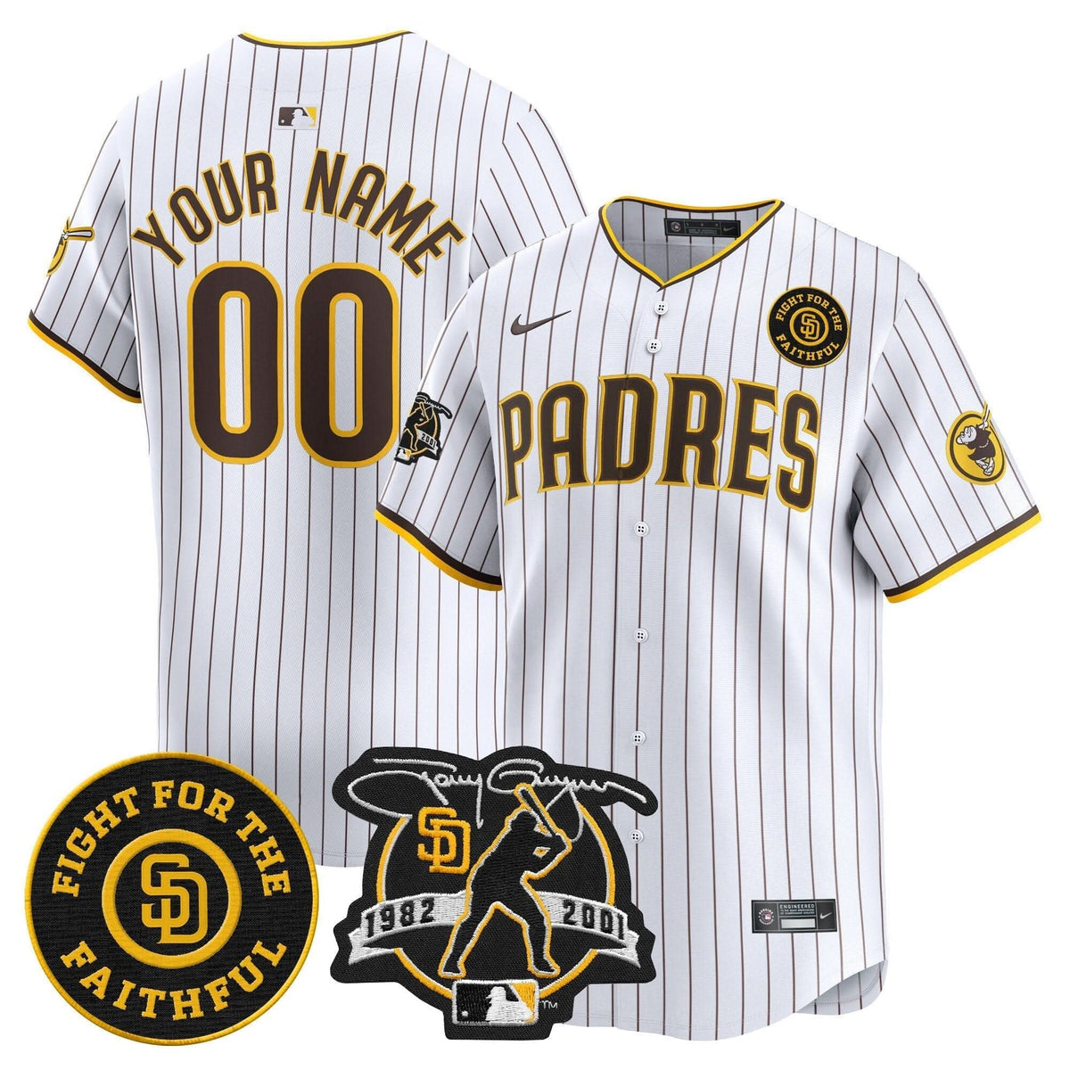 SDP Tony Gwynn & Faithful Patch Vapor Premier Limited Custom Jersey – Stitched