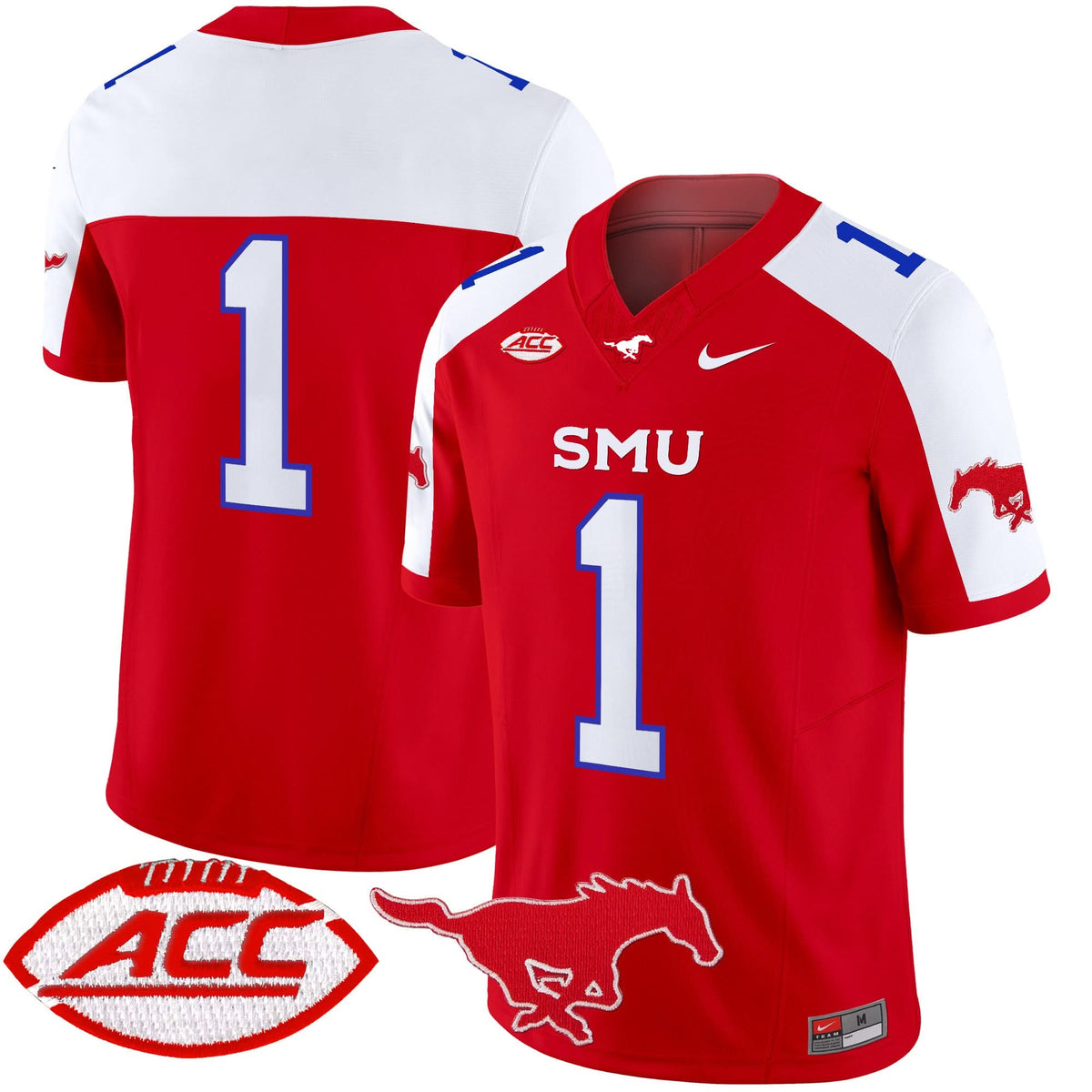 Men's SMU Mustangs 2024 Vapor Limited Jersey - All Stitched