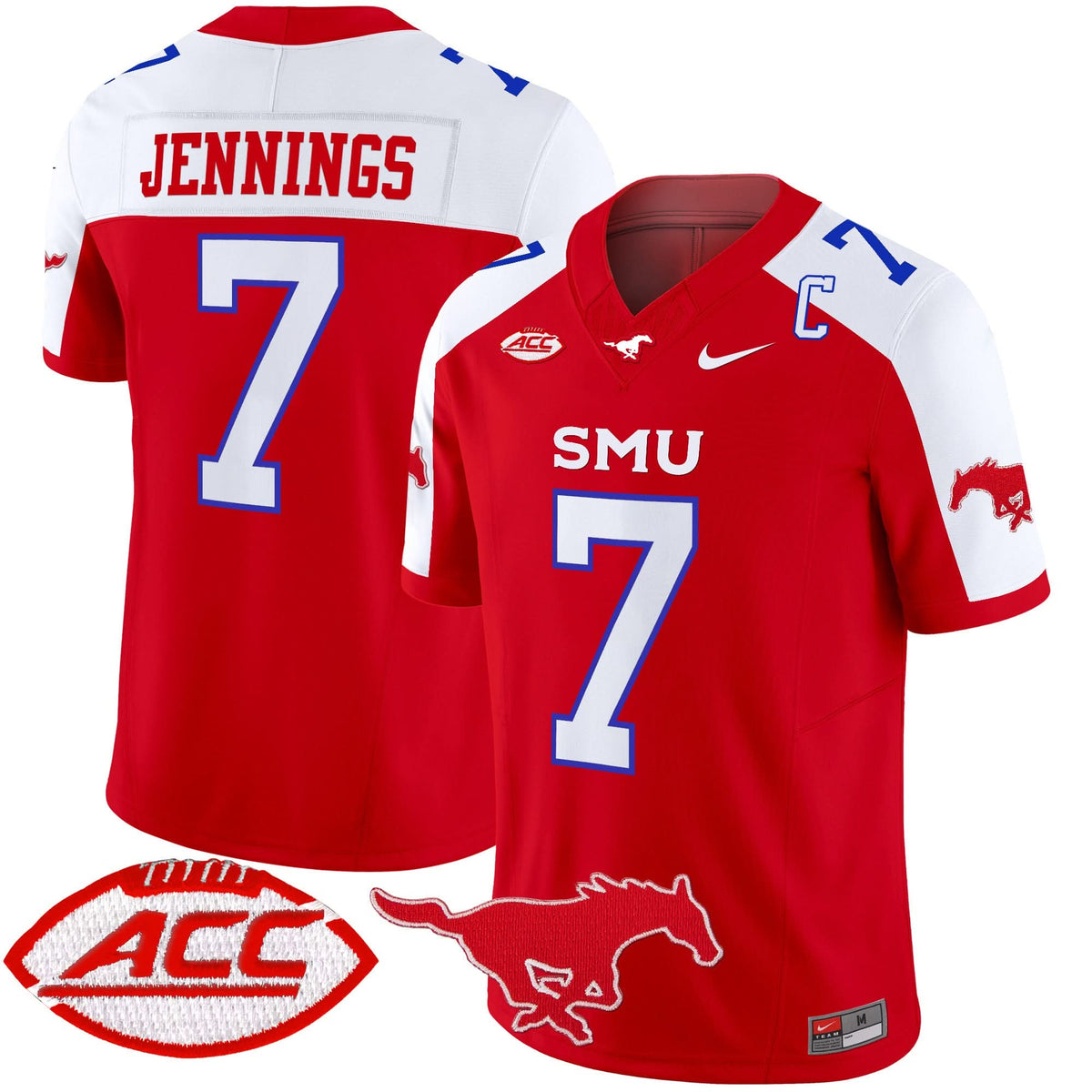 Men's SMU Mustangs 2024 Vapor Limited Jersey - All Stitched