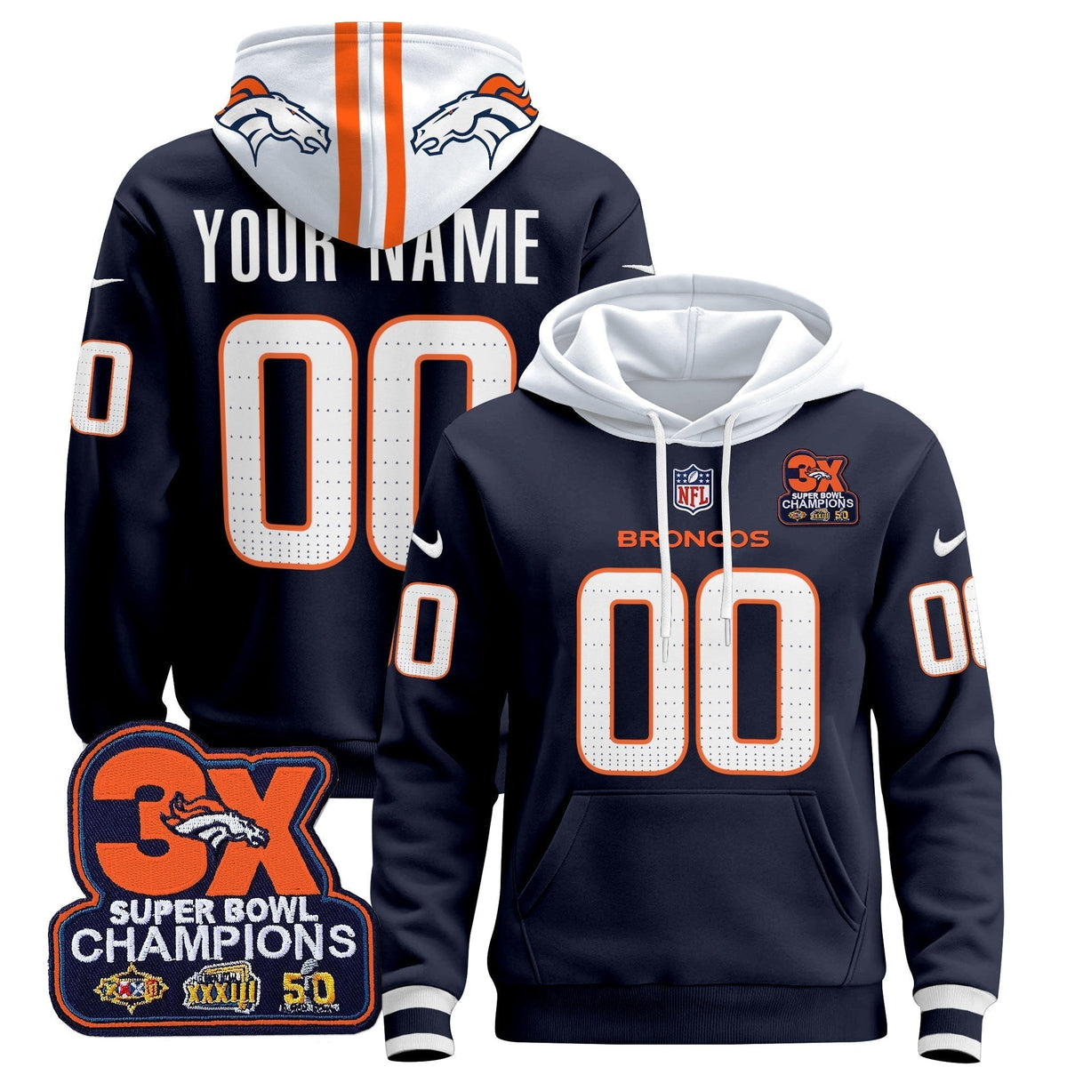 Denver Broncos 2025 Custom Pullover Hoodie