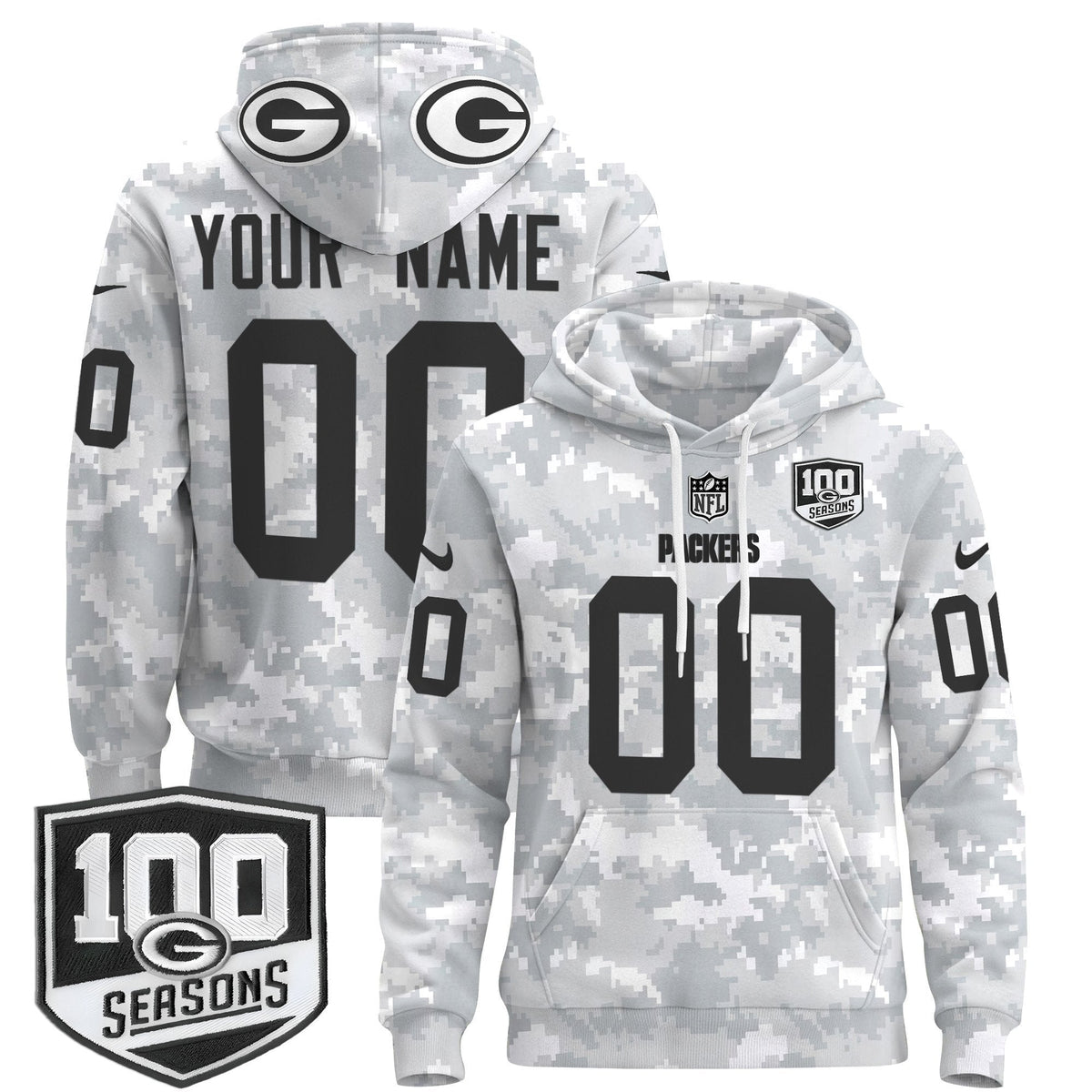 Green Bay Packers Throwback 2024 Salute to Service Custom Pullover Hoodie