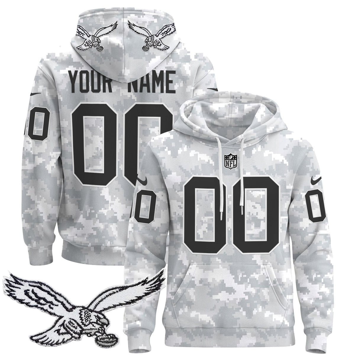 Philadelphia Eagles 2024 Salute to Service Custom Pullover Hoodie