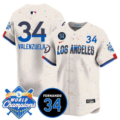 LA LAD - World Series Champions 2024/Fernando Valenzuela Memorial Jersey - Stitched