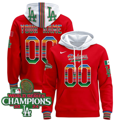 Dodgers Mexico 2024 World Series Champions Custom Pullover Hoodie