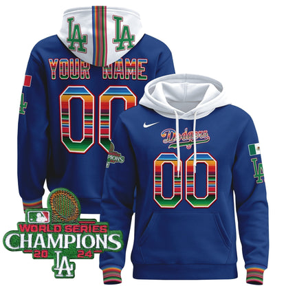 Dodgers Mexico 2024 World Series Champions Custom Pullover Hoodie