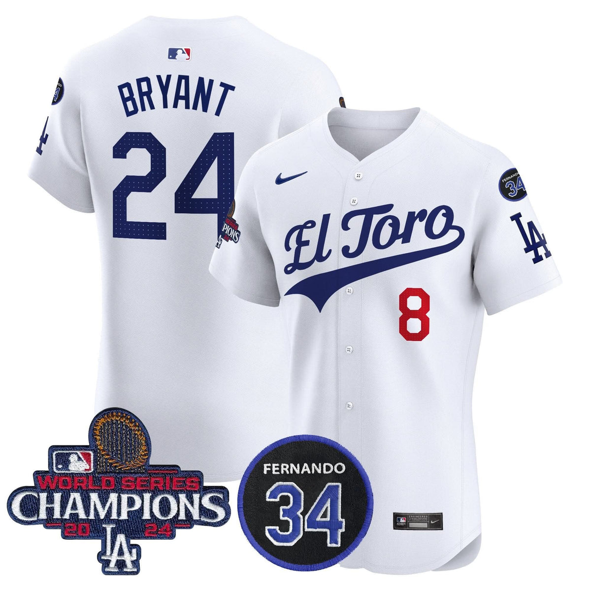 LAD El Toro 2024 World Series Champions Patch Vapor Premier Elite Jersey - Stitched