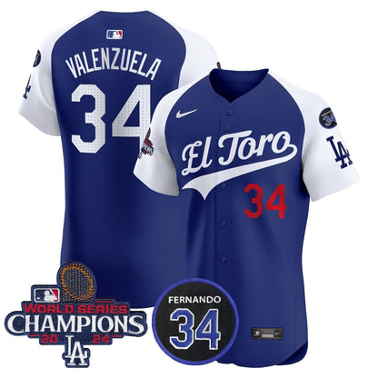 LAD El Toro 2024 World Series Champions Patch Vapor Premier Elite Jersey - Stitched