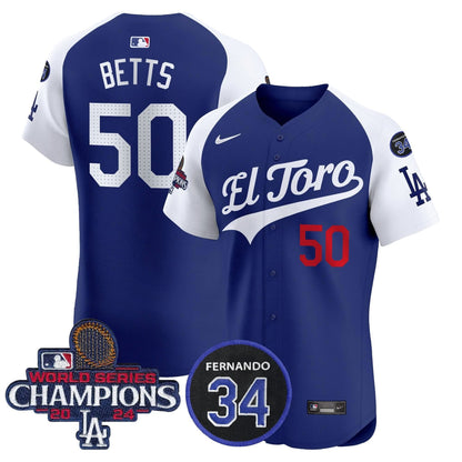 LAD El Toro 2024 World Series Champions Patch Vapor Premier Elite Jersey - Stitched