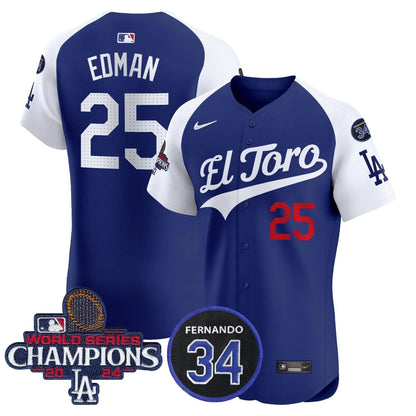 LAD El Toro 2024 World Series Champions Patch Vapor Premier Elite Jersey - Stitched