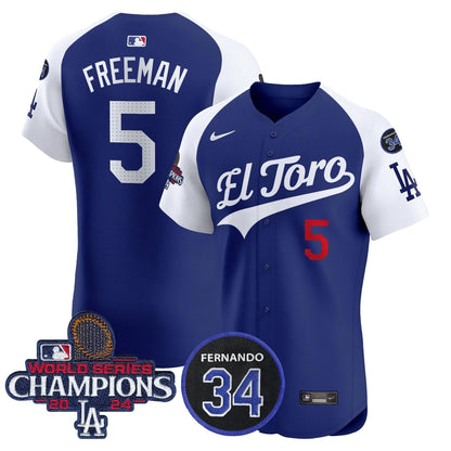 LAD El Toro 2024 World Series Champions Patch Vapor Premier Elite Jersey - Stitched