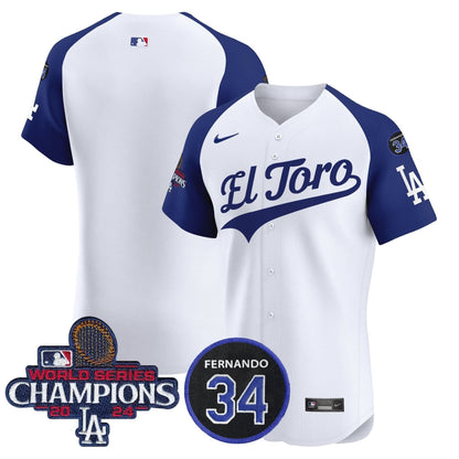 LAD El Toro 2024 World Series Champions Patch Vapor Premier Elite Jersey - Stitched