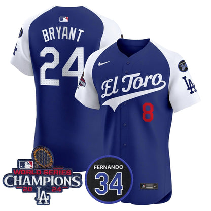 LAD El Toro 2024 World Series Champions Patch Vapor Premier Elite Jersey - Stitched