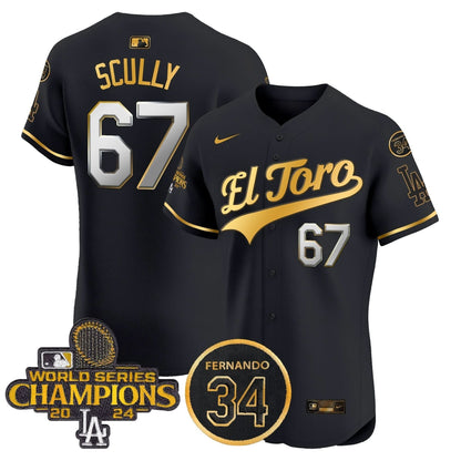 LAD El Toro 2024 World Series Champions Patch Vapor Premier Elite Jersey - Stitched