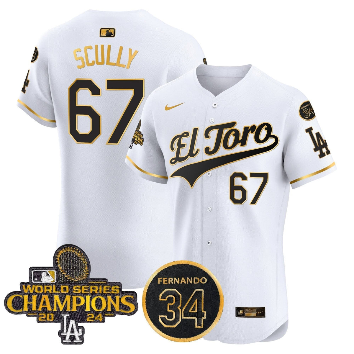 LAD El Toro 2024 World Series Champions Patch Vapor Premier Elite Jersey - Stitched