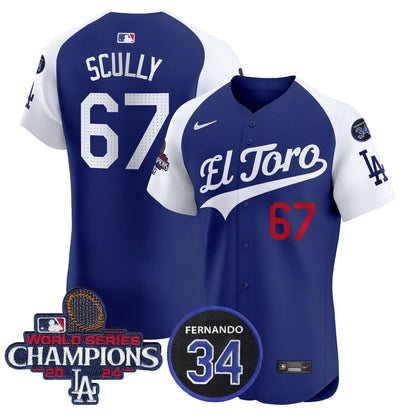 LAD El Toro 2024 World Series Champions Patch Vapor Premier Elite Jersey - Stitched