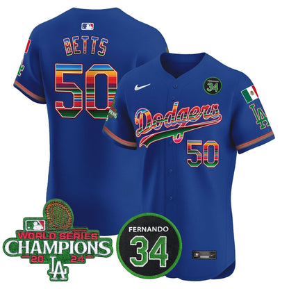 LAD Mexico 2024 World Series Champions Vapor Premier Elite Jersey V2 - Stitched