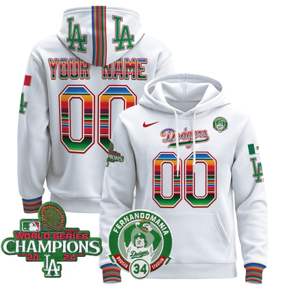 Dodgers Mexico 2024 World Series Champions Custom Pullover Hoodie V3