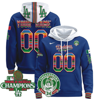 Dodgers Mexico 2024 World Series Champions Custom Pullover Hoodie V3
