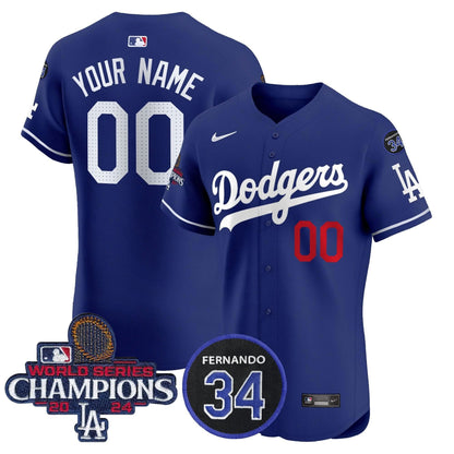LAD 2024 World Series Champions Patch Vapor Premier Elite Custom Jersey V2 - Stitched