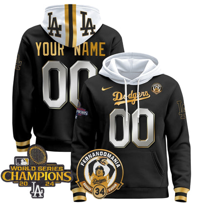 Dodgers Fernando & 2024 World Series Champions Patch Custom Pullover Hoodie