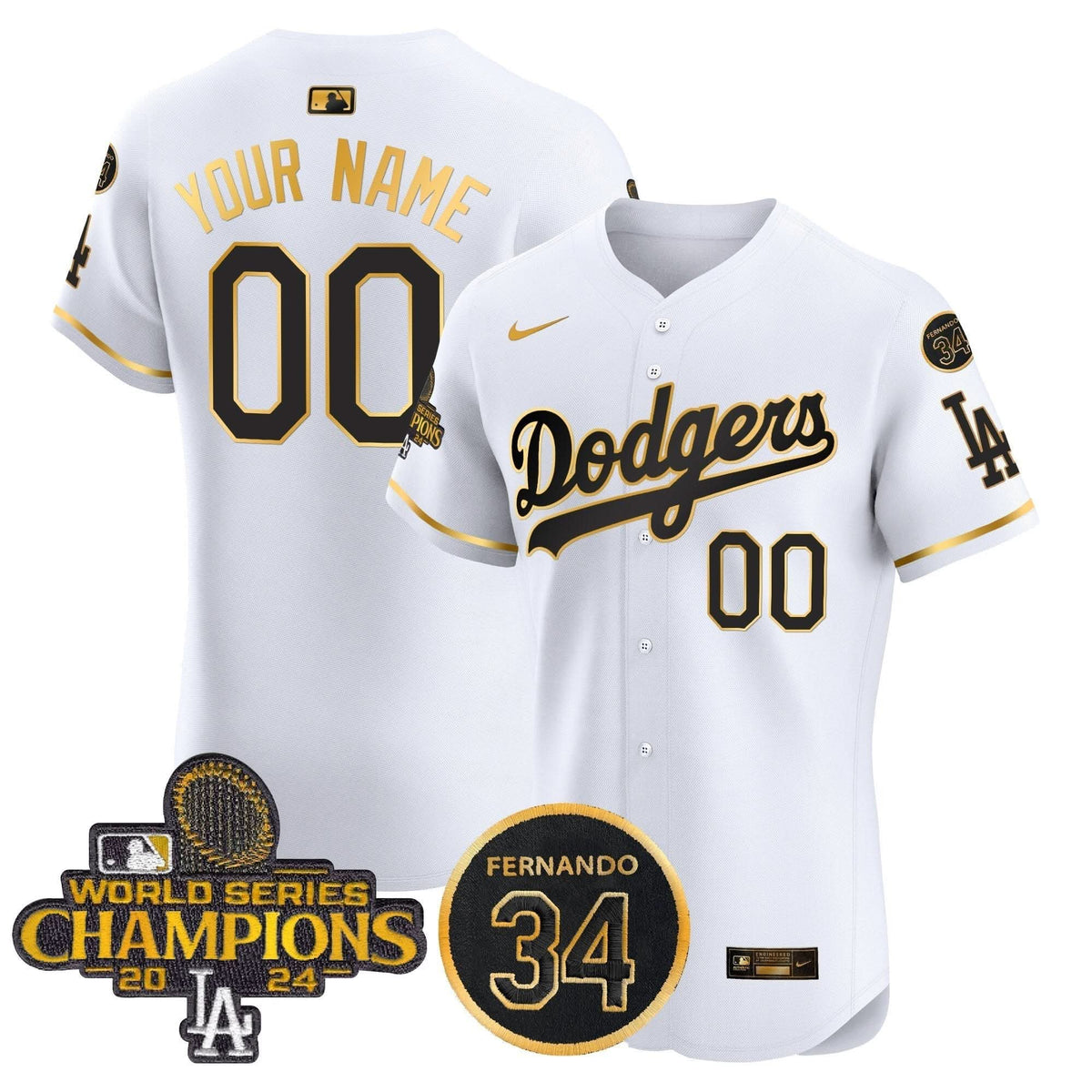 LAD 2024 World Series Champions Patch Vapor Premier Elite Custom Jersey V2 - Stitched