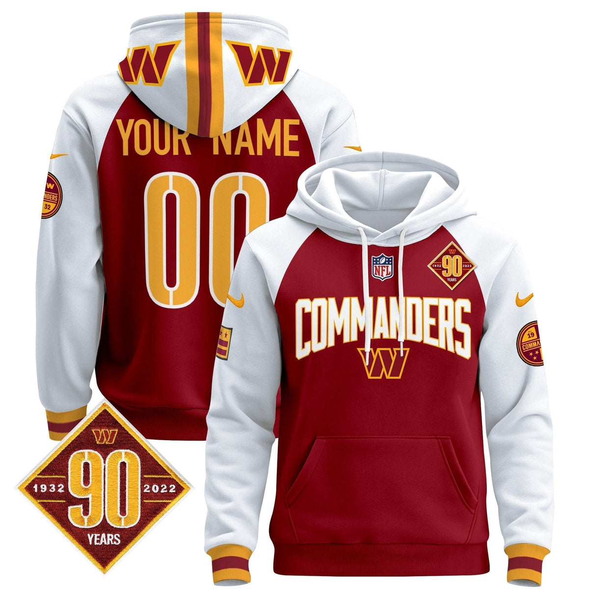 Washington Commanders 2024 Custom Pullover Hoodie V2- All Stitched