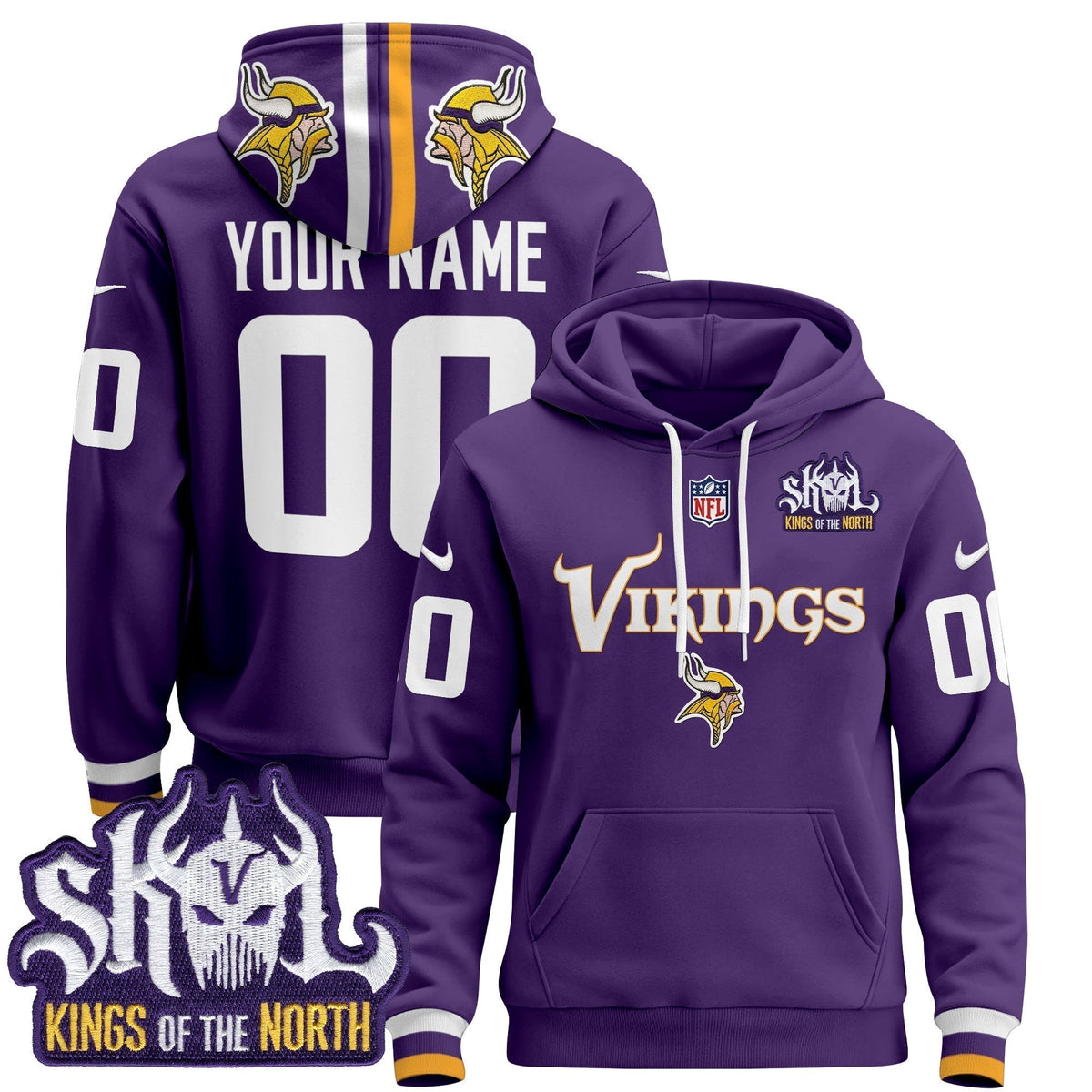 Minnesota Vikings 2025 Custom Pullover Hoodie V2